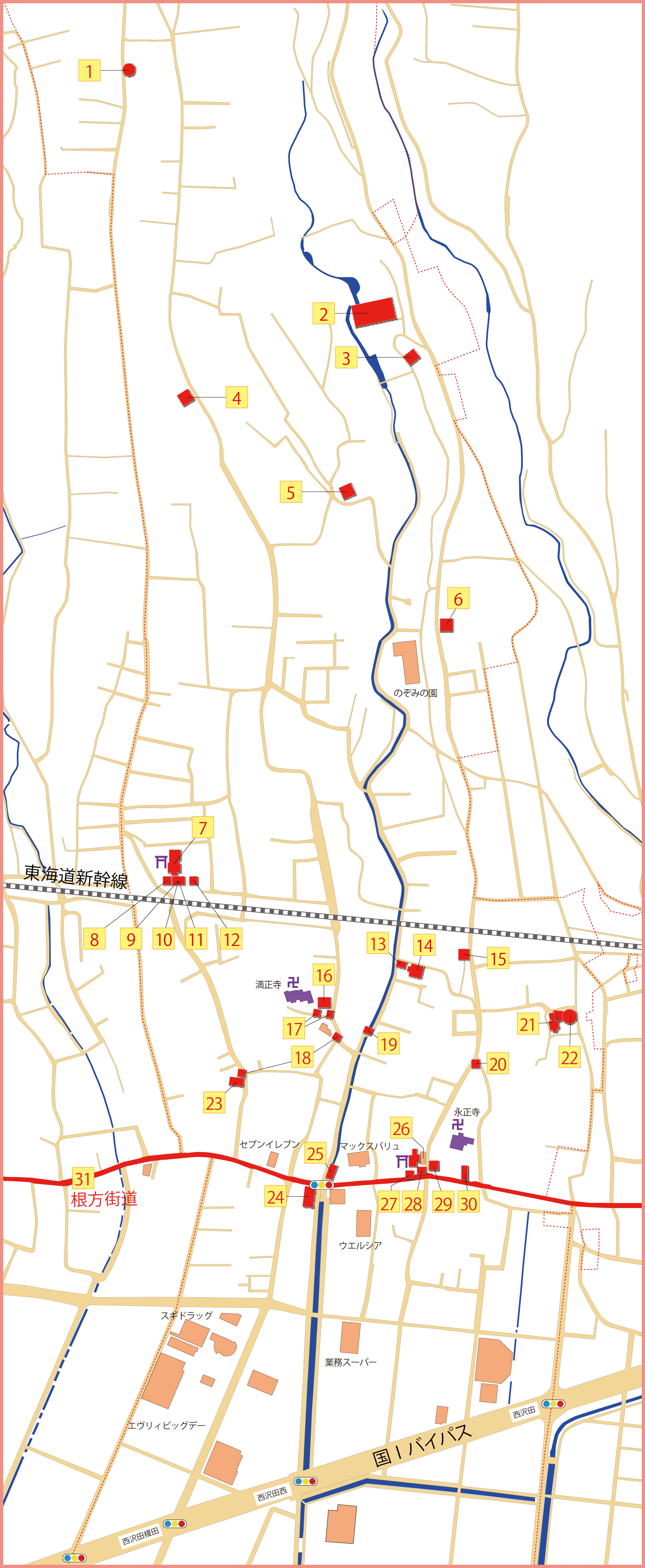 西沢田の歴史・文化 20選MAP